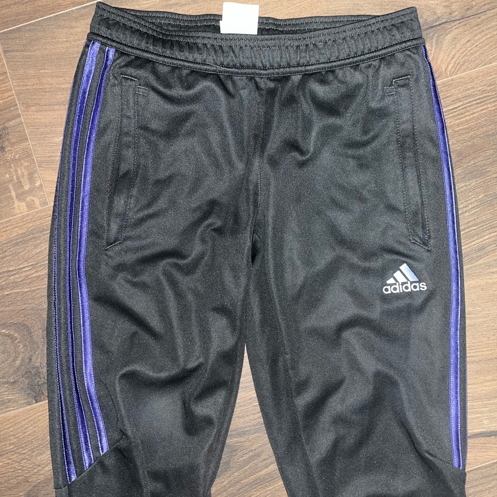 Adidas Black and Purple Track Pants